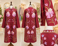 Ruby Blossom Embroidered Long Jacket
