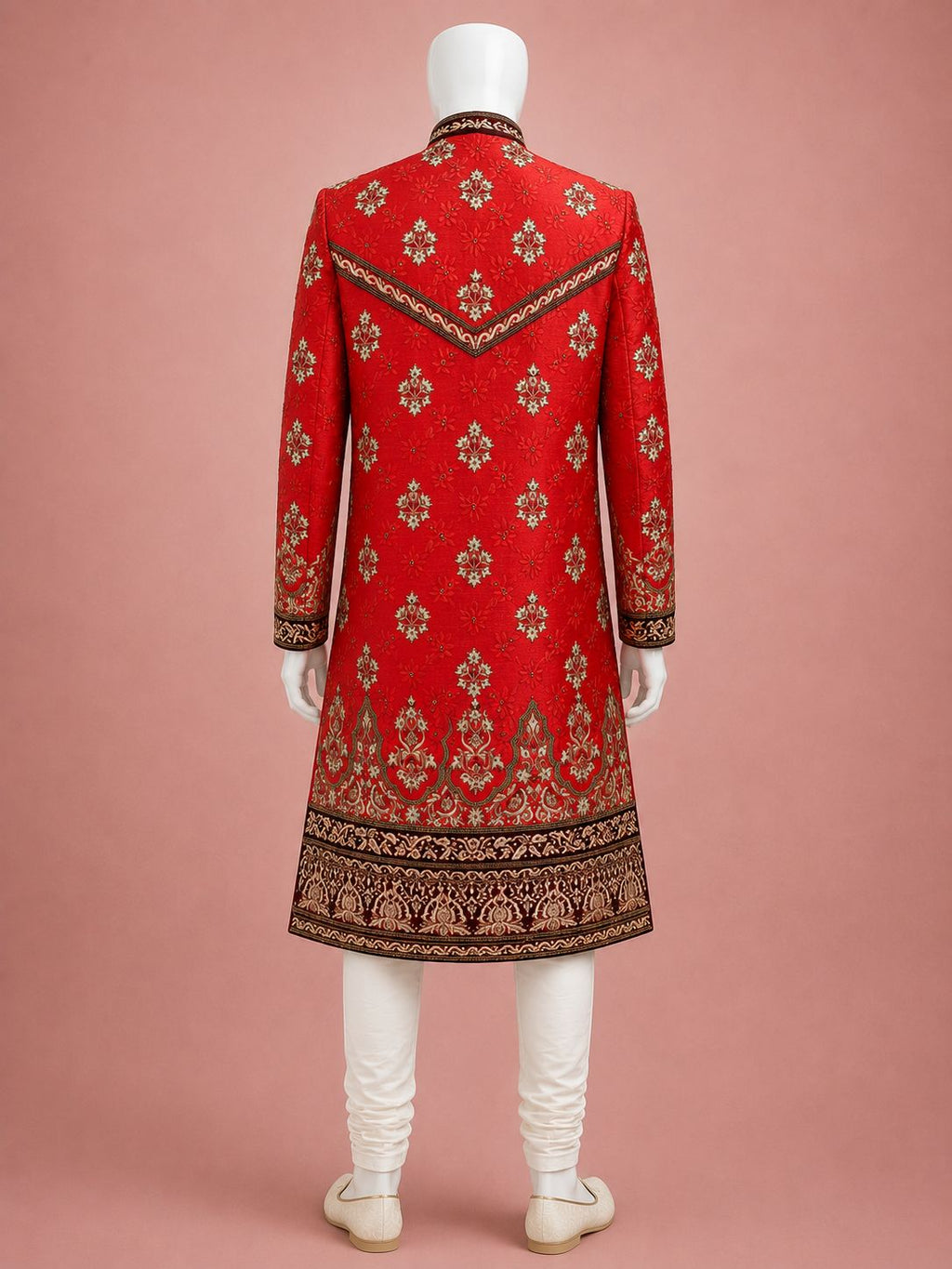 Royal Crimson Embroidered Sherwani