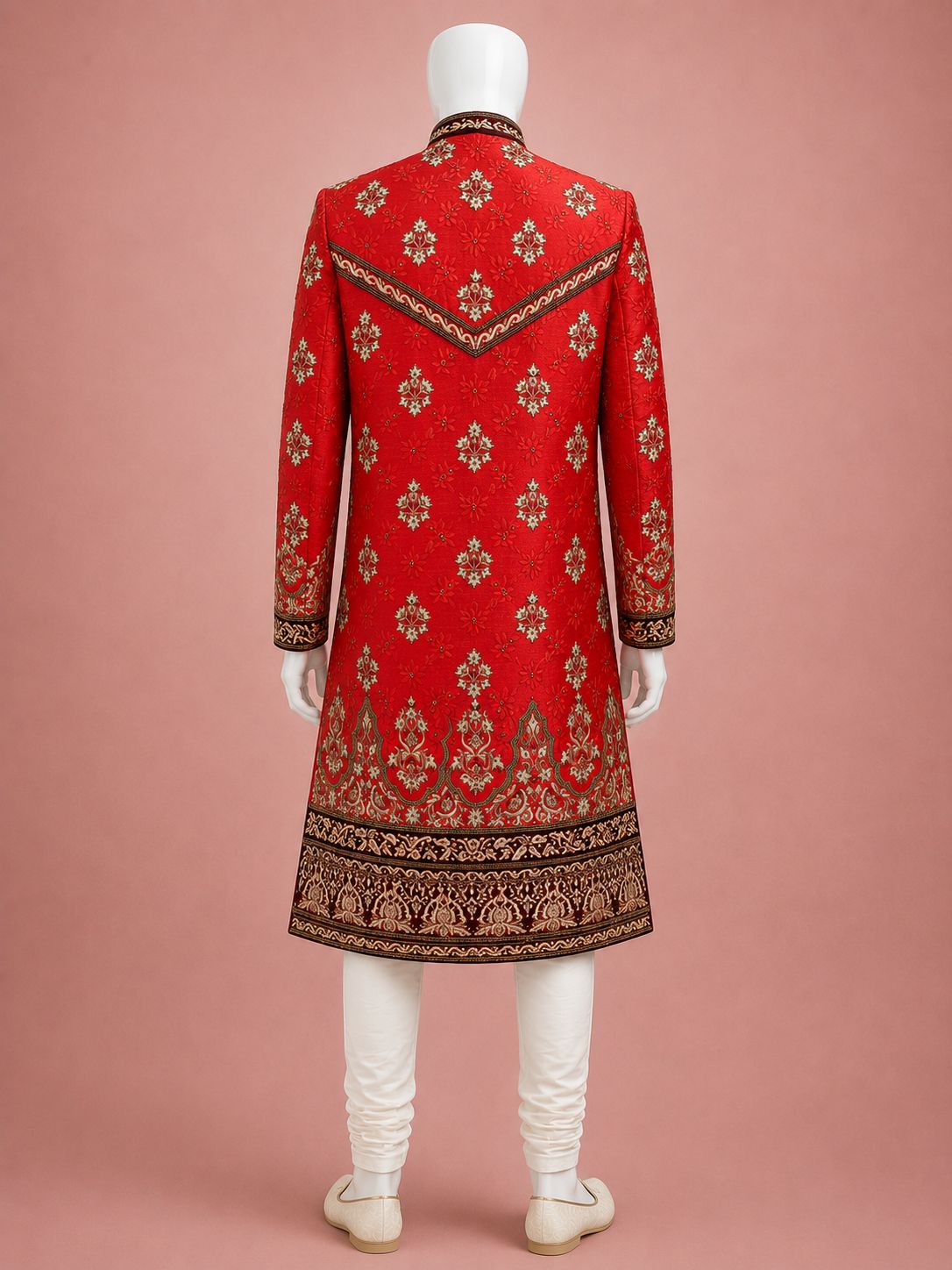 Royal Crimson Embroidered Sherwani