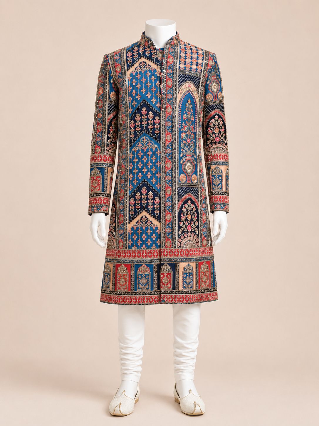 Royal Blue Heritage Embroidered Kurta Set