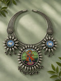 Krishna Pichwai Oxidized Statement Necklace