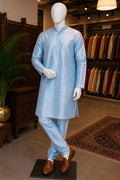 Sky Blue Silk Pajama Kurta Set