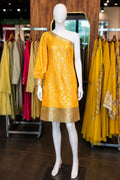 Sunshine Brocade One-Shoulder Dress